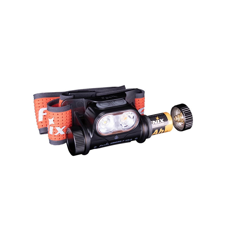 Fenix HM65RTV20BLC- LED Dimming επαναφορτιζόμενος φακός κεφαλής LED/USB IP68 μαύρο/πορτοκαλί
