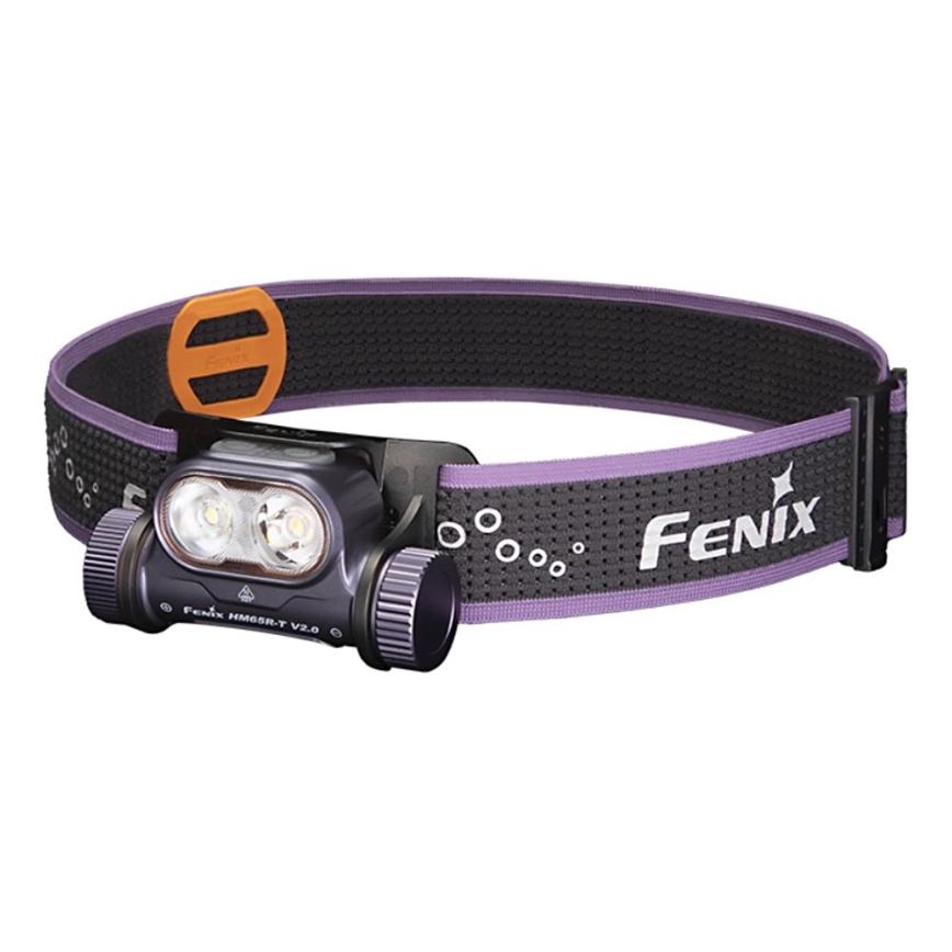 Fenix HM65RTV20PRP - LED Dimming επαναφορτιζόμενος φακός κεφαλής LED/USB IP68 1600 lm 300h μαύρο/μωβ