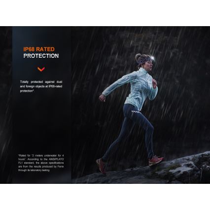 Fenix HM65RTV20PRP - Επαναφορτιζόμενος LED φακός κεφαλής με ρύθμιση φωτεινότητας LED/USB/2xCR123A IP68 1600 lm 300 ώρες 3400 mAh μαύρο/μωβ