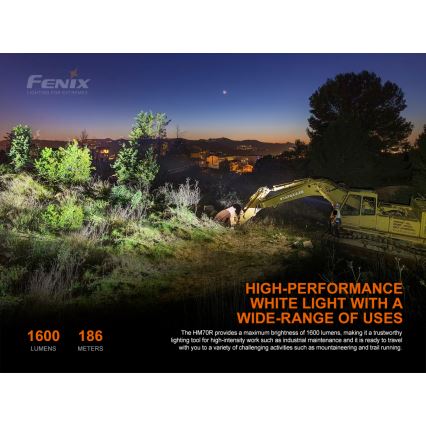 Fenix HM70R - Επαναφορτιζόμενη λάμπα κεφαλής LED 4xLED/1x21700 IP68 1600 γυαλιστερό 800 h 5000 mAh