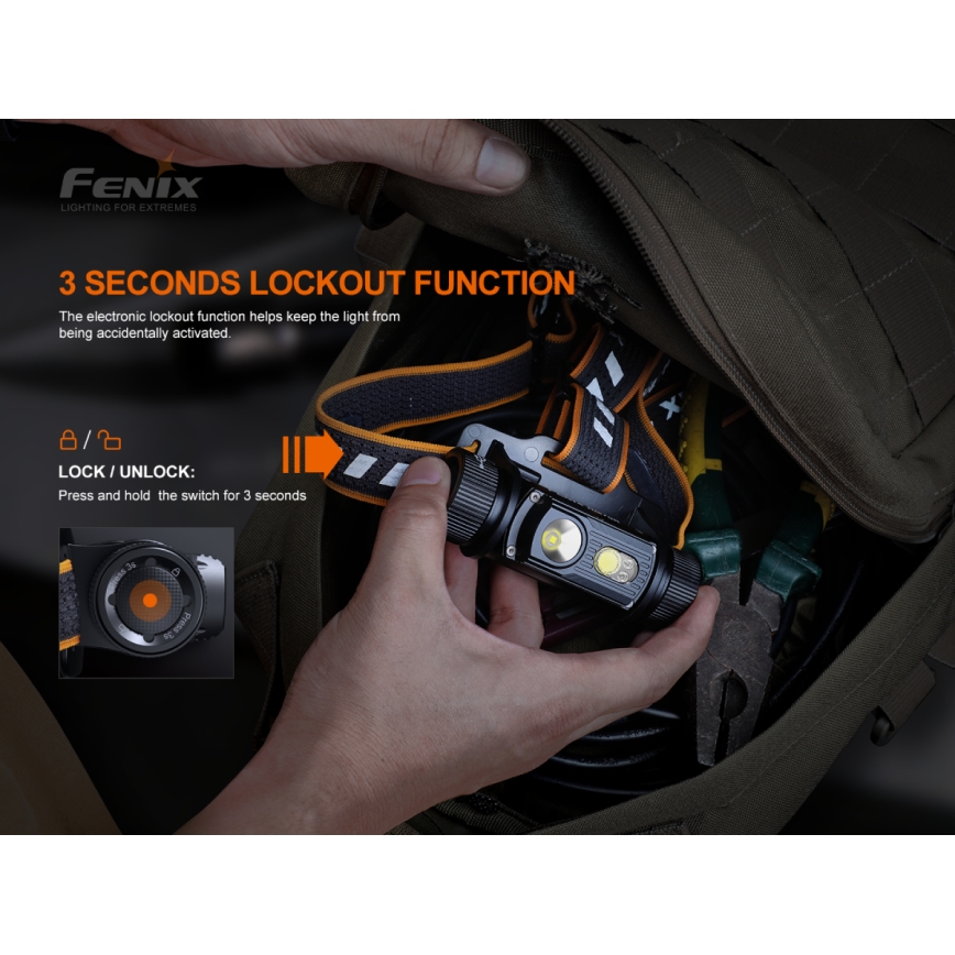 Fenix HM70R - Επαναφορτιζόμενη λάμπα κεφαλής LED 4xLED/1x21700 IP68 1600 γυαλιστερό 800 h 5000 mAh