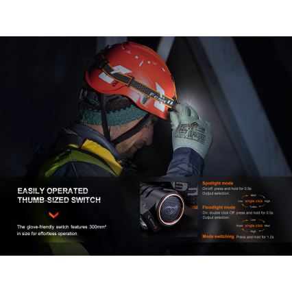 Fenix HM71R - Επαναφορτιζόμενος φακός κεφαλής LED LED/USB IP68 2700 γυαλιστερό 400 h 5000 mAh