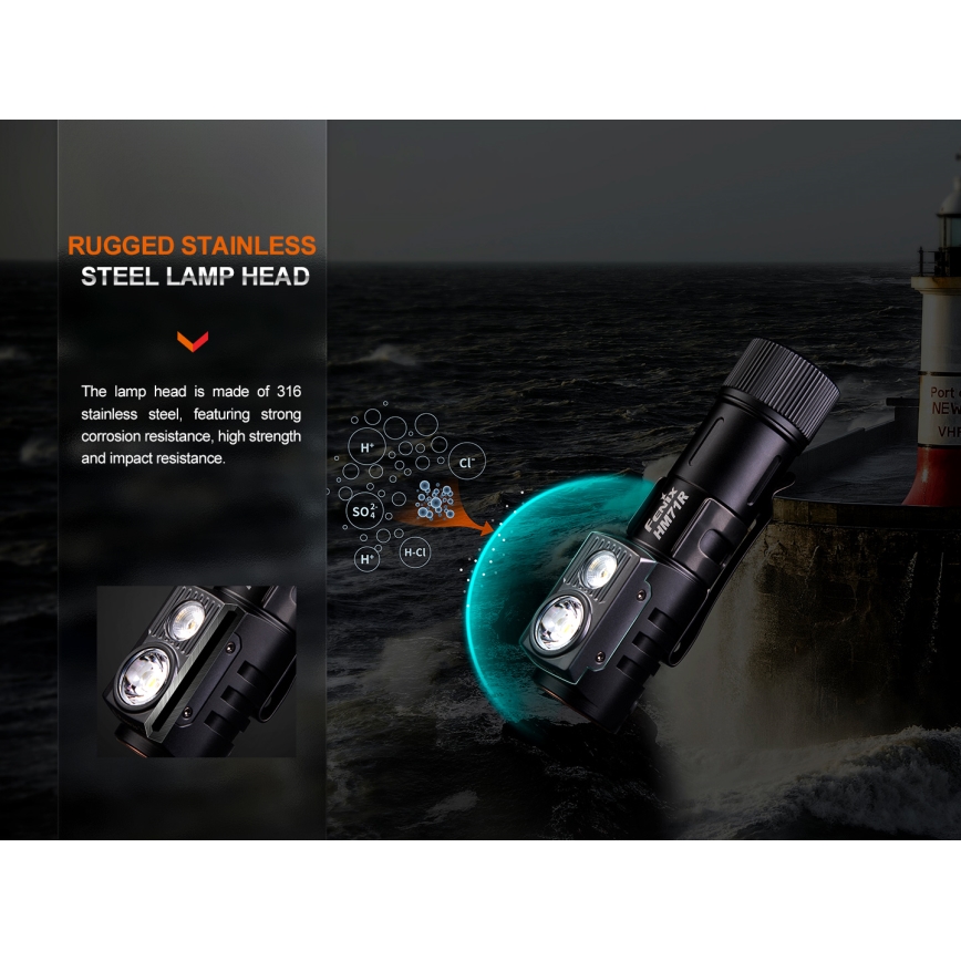 Fenix HM71R - Επαναφορτιζόμενος φακός κεφαλής LED LED/USB IP68 2700 γυαλιστερό 400 h 5000 mAh
