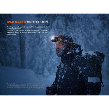 Fenix HM75RTOPAZ - LED Dimming επαναφορτιζόμενο φακός κεφαλής LED/USB IP68 1600 γυαλιστερό 210 h 4000 mAh