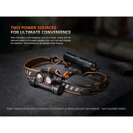 Fenix HM75RTOPAZ - LED Dimming επαναφορτιζόμενος φακός κεφαλής LED/USB IP68 1600 lm 210 h