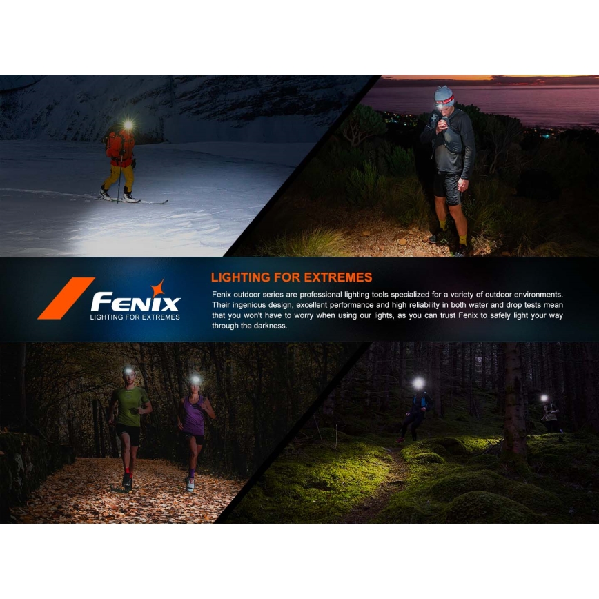 Fenix HP12RTABL - Επαναφορτιζόμενος φακός κεφαλής LED/USB με ρύθμιση φωτεινότητας, 4000 mAh, IP66, 1300 lm, 310 ώρες, μαύρος