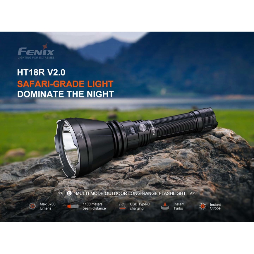Fenix HT18RV20 - Ρυθμιζόμενος επαναφορτιζόμενος φακός LED/USB 6000 mAh IP68 3700 lm 87 h μαύρος