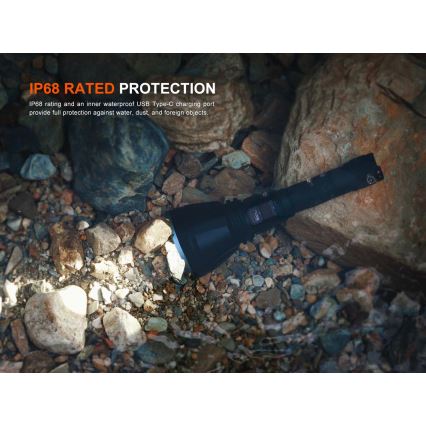 Fenix HT18RV20 - Ρυθμιζόμενος επαναφορτιζόμενος φακός LED/USB 6000 mAh IP68 3700 lm 87 h μαύρος