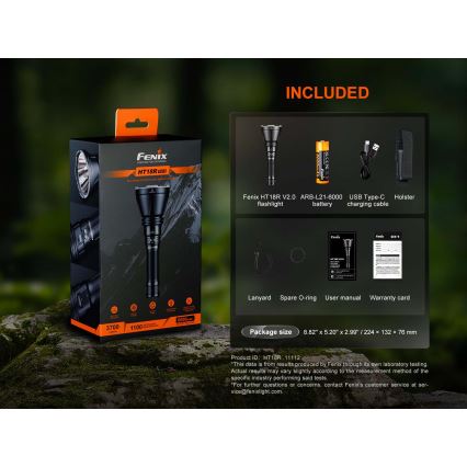 Fenix HT18RV20 - Ρυθμιζόμενος επαναφορτιζόμενος φακός LED/USB 6000 mAh IP68 3700 lm 87 h μαύρος