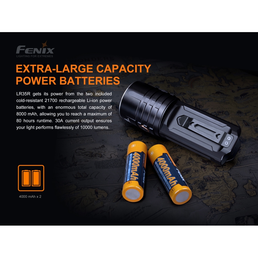 Fenix LR35R - LED Επαναφορτιζόμενος φακός 6xLED/2x21700 4000 mAh IP68 10000 lm 80 ώρες