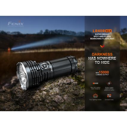 Fenix LR40RV20 - Επαναφορτιζόμενος φακός LED LED/USB IP68 15000 γυαλιστερό 177 h 5000 mAh