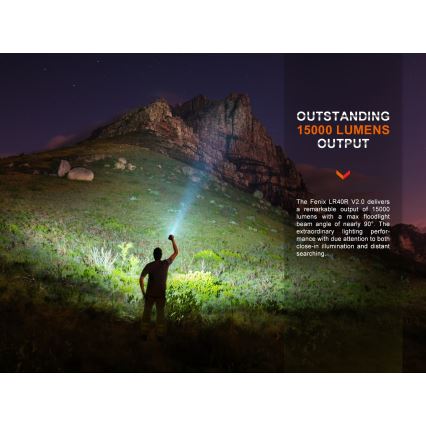 Fenix LR40RV20 - Επαναφορτιζόμενος φακός LED LED/USB IP68 15000 γυαλιστερό 177 h 5000 mAh