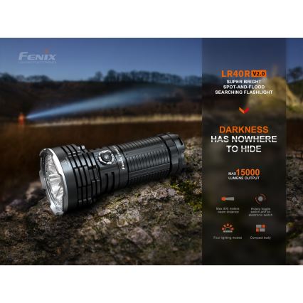 Fenix LR40RV20 - Επαναφορτιζόμενος φακός LED LED/USB IP68 15000 lm 177 h