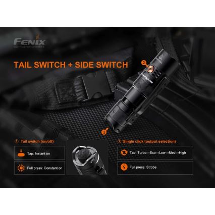 Fenix PD25R - Επαναφορτιζόμενος φακός LED LED/USB/1xCR123A IP68 800 lm 70 h 700 mAh