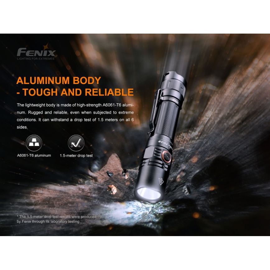 Fenix PD35V30 - Επαναφορτιζόμενος φακός LED LED/USB/2xCR123A IP68 1700 γυαλιστερό 230 h 2600 mAh