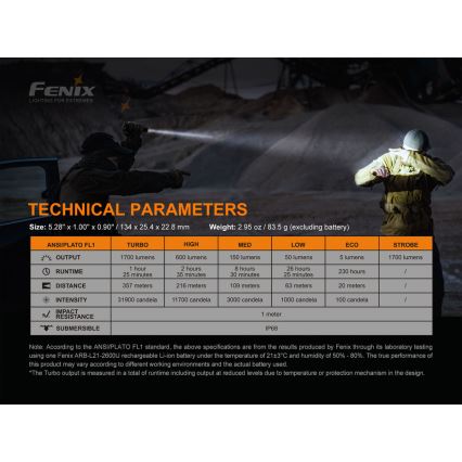 Fenix PD35V30 - Επαναφορτιζόμενος φακός LED LED/USB/2xCR123A IP68 1700 γυαλιστερό 230 h 2600 mAh