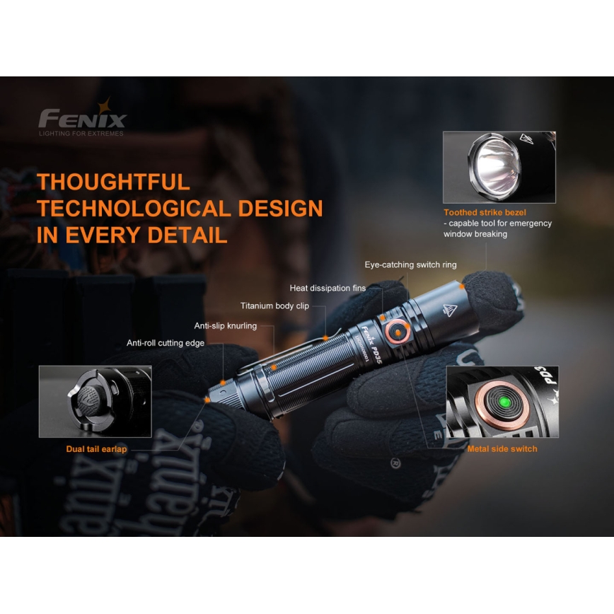 Fenix PD35V30 - Επαναφορτιζόμενος φακός LED LED/USB/2xCR123A IP68 1700 γυαλιστερό 230 h 2600 mAh