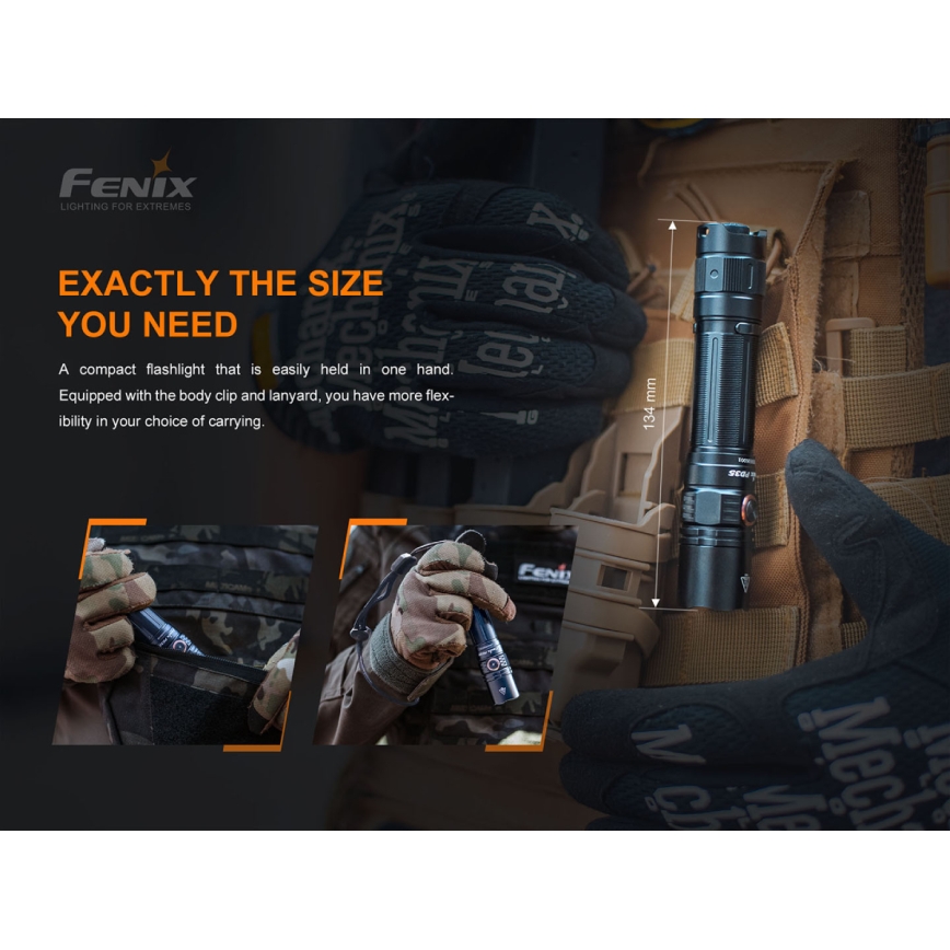 Fenix PD35V30 - Επαναφορτιζόμενος φακός LED LED/USB/2xCR123A IP68 1700 γυαλιστερό 230 h 2600 mAh