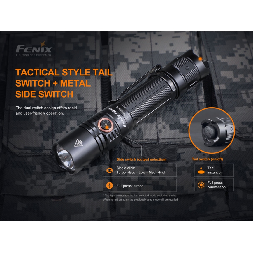 Fenix PD35V30 - Επαναφορτιζόμενος φακός LED LED/USB/2xCR123A IP68 1700 γυαλιστερό 230 h 2600 mAh