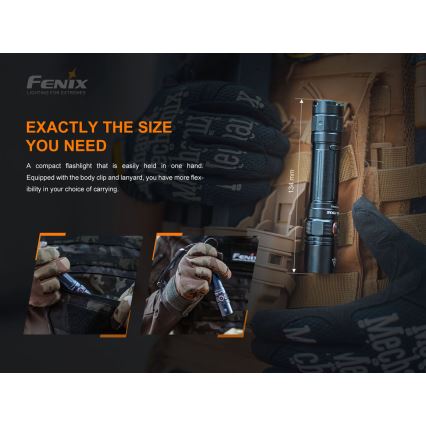 Fenix PD35V30 - Επαναφορτιζόμενος φακός LED/USB/2xCR123A IP68 1700 lm 230 ώρες 2600 mAh