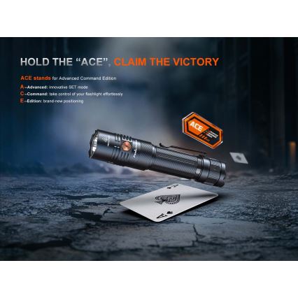 Fenix PD36RACE - Επαναφορτιζόμενος LED φακός με ρύθμιση έντασης, LED/USB, 5000 mAh, IP68, 3000 lm, 63,45 h, μαύρος