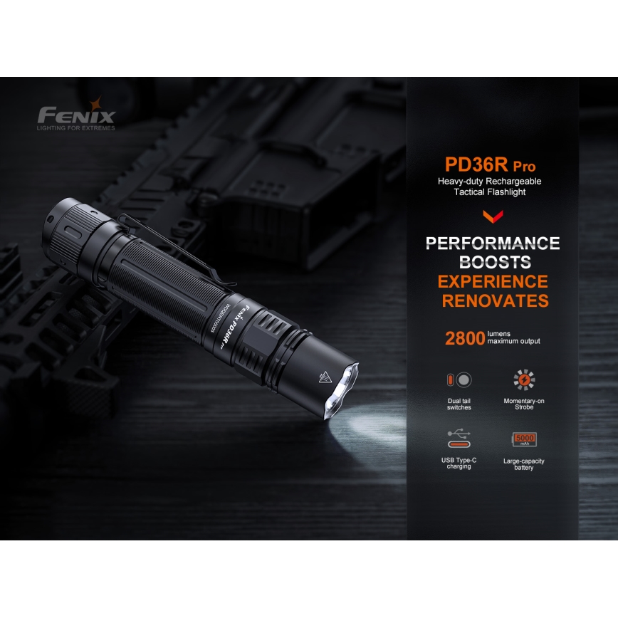 Fenix PD36RPRO - LED Τακτικός επαναφορτιζόμενος φακός LED/USB IP68 2800 lm 42 h 5000 mAh