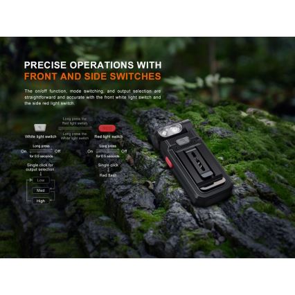 Fenix SW05RREDBLC - LED Dimming επαναφορτιζόμενος φακός LED/USB IPX6 150 lm 49 h 700 mAh μαύρο