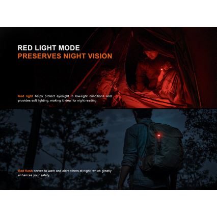 Fenix SW05RREDBLC - LED Dimming επαναφορτιζόμενος φακός LED/USB IPX6 150 lm 49 h μαύρο