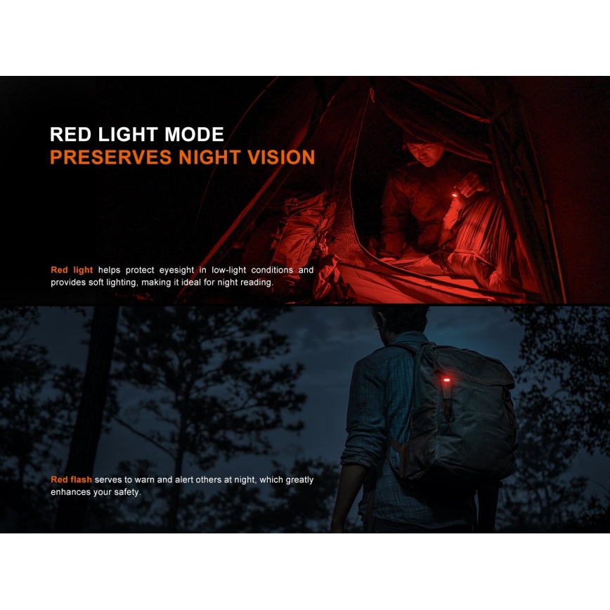 Fenix SW05RREDBLC - LED Dimming επαναφορτιζόμενος φακός LED/USB IPX6 150 lm 49 h μαύρο