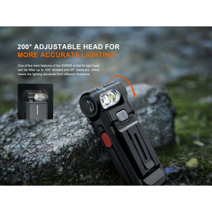 Fenix SW05RREDBLC - LED Dimming επαναφορτιζόμενος φακός LED/USB IPX6 150 lm 49 h μαύρο