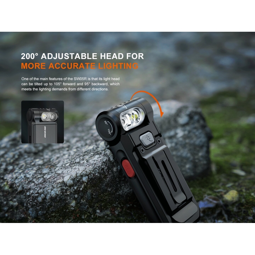 Fenix SW05RREDBLC - LED Dimming επαναφορτιζόμενος φακός LED/USB IPX6 150 lm 49 h μαύρο