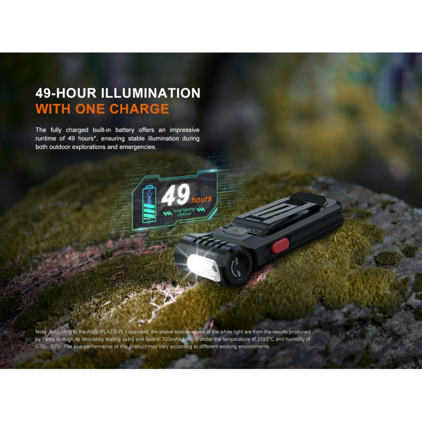 Fenix SW05RREDBLC - LED Dimming επαναφορτιζόμενος φακός LED/USB IPX6 150 lm 49 h μαύρο