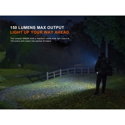 Fenix SW05RUVBLC - LED Dimming επαναφορτιζόμενος φακός LED/USB IPX6 150 lm 49 h μαύρο