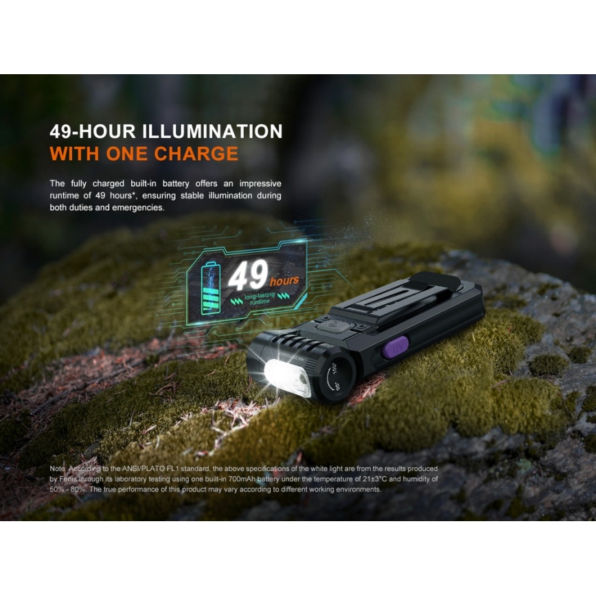 Fenix SW05RUVBLC - LED Dimming επαναφορτιζόμενος φακός LED/USB IPX6 150 lm 49 h μαύρο