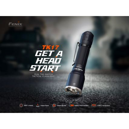 Fenix TK17BLK - Επαναφορτιζόμενος ρυθμιζόμενος φακός LED/USB 6000 mAh IP68 3600 lm 60 h μαύρος