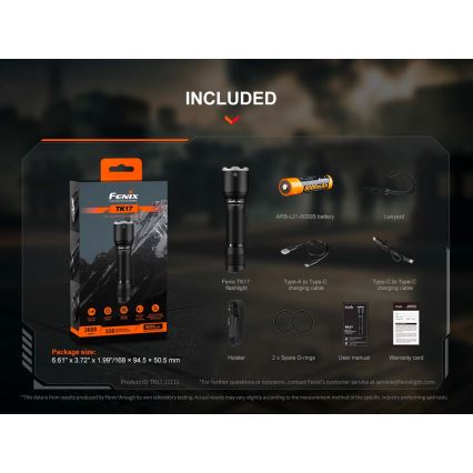 Fenix TK17BLK - Επαναφορτιζόμενος ρυθμιζόμενος φακός LED/USB 6000 mAh IP68 3600 lm 60 h μαύρος