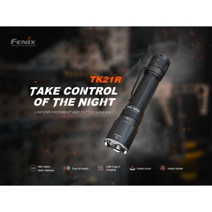 Fenix TK21RBLK - Ρυθμιζόμενος επαναφορτιζόμενος φακός LED/USB 6000 mAh IP68 3600 lm 72,5 h μαύρος
