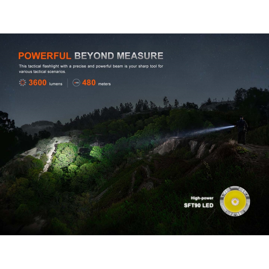Fenix TK21RBLK - Ρυθμιζόμενος επαναφορτιζόμενος φακός LED/USB 6000 mAh IP68 3600 lm 72,5 h μαύρος