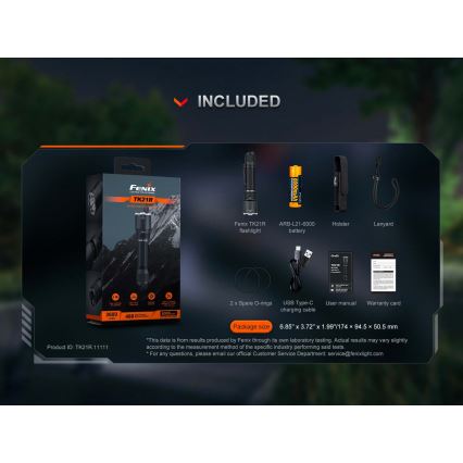 Fenix TK21RBLK - Ρυθμιζόμενος επαναφορτιζόμενος φακός LED/USB 6000 mAh IP68 3600 lm 72,5 h μαύρος