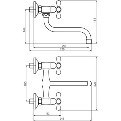 FERRO - Μπαταρία για νιπτήρα/νεροχύτη ANTICA σε μπρονζέ