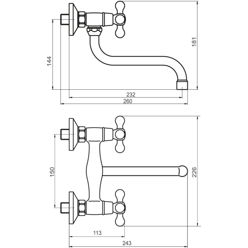 FERRO - Μπαταρία για νιπτήρα/νεροχύτη ANTICA σε μπρονζέ