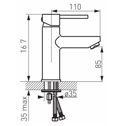 FERRO - Μπαταρία νιπτήρα + βαλβίδα αποχέτευσης FIESTA, γυαλιστερό χρώμιο