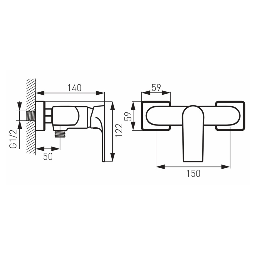 FERRO - Μπαταρία ντους ALGEO SQUARE γυαλιστερό χρώμιο