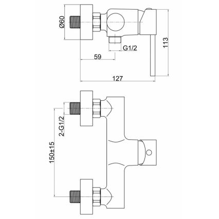 FERRO - Μπαταρία ντους FIESTA γυαλιστερό χρώμιο