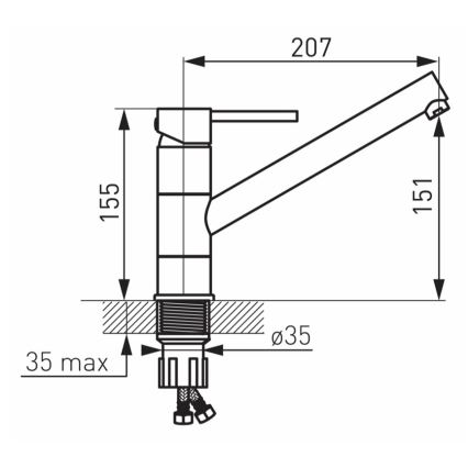 FERRO - Μπαταρία νεροχύτη FIESTA σε γυαλιστερό χρώμιο