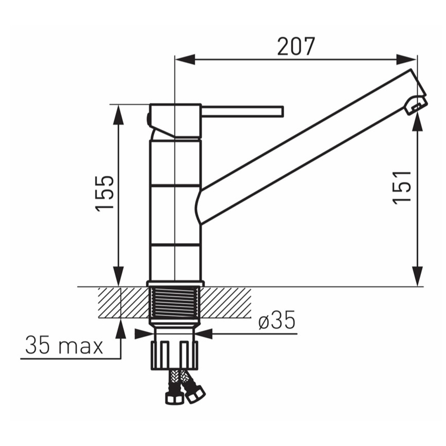 FERRO - Μπαταρία νεροχύτη FIESTA σε γυαλιστερό χρώμιο
