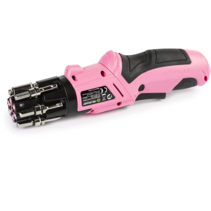 Fieldmann - Επαναφορτιζόμενο κατσαβίδι 3,6V 1300 mAh ροζ