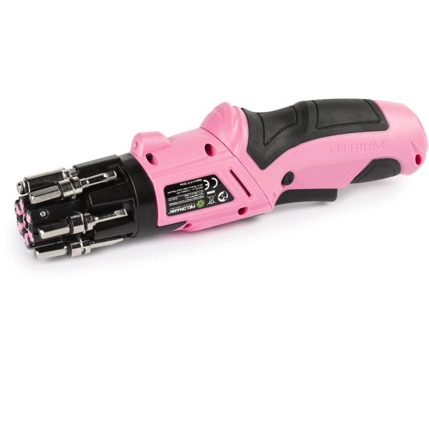 Fieldmann - Επαναφορτιζόμενο κατσαβίδι 3,6V 1300 mAh ροζ