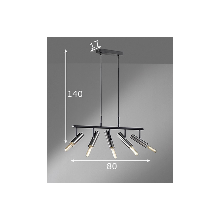 Fischer & Honsel 60369 - Κρεμαστό φωτιστικό οροφής ράγα DEAN 5xE27/25W/230V