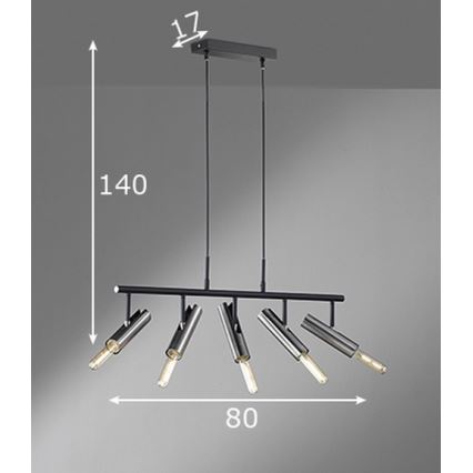 Fischer & Honsel 60369 - Κρεμαστό φωτιστικό οροφής ράγα DEAN 5xE27/25W/230V